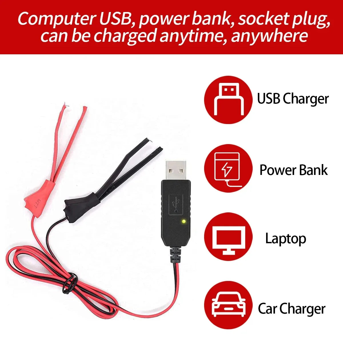 Universal USB Charger Cable for BaoFeng UV-5R UV-82 BF-888S Radio