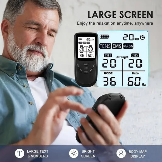 2 Independent Channel TENS EMS Unit, 36 Mode, 20 Level Muscle Stimulator, Rechargeable Electric Pulse Massager for Treatment Peaceful Pleasures Health and Wellness