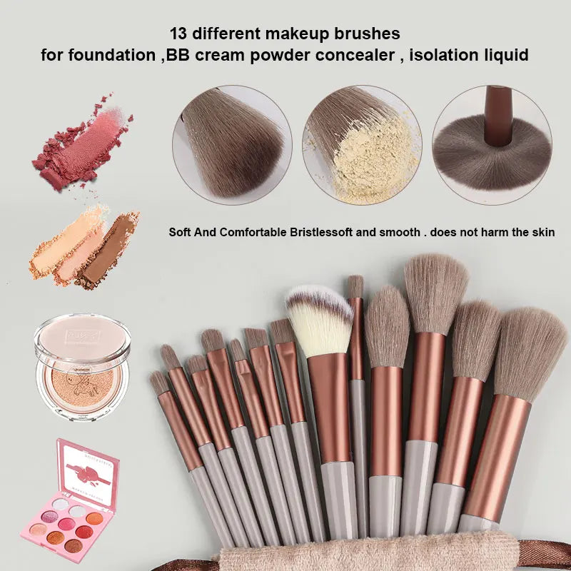 RUNTOIN 13-Piece Professional Makeup Brush Set – Travel Kit