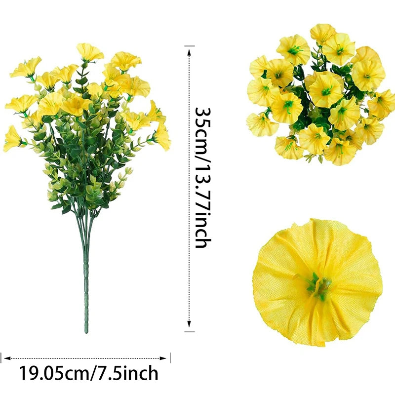 35CM Artificial Silk Morning Glory Eucalyptus UV Flower Decor