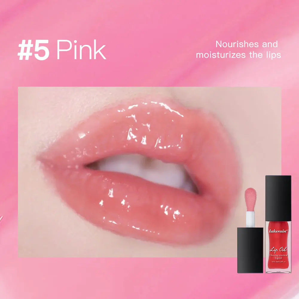 Glow Reviver Lip Oil Nourishing Tinted Lip Oil Moisturizing Honey Lip Gross Mirror Hydrating Lips Care Makeup Cosmetics Peaceful Pleasures Health and Wellness 5Pink