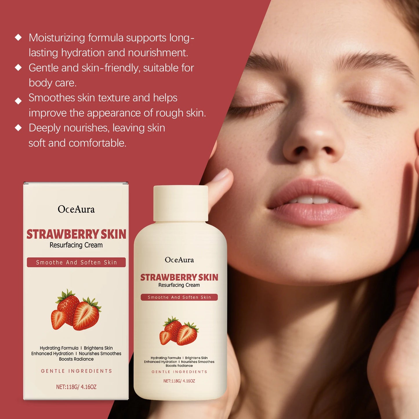OceAura Strawberry Body Cream 118g – Moisturize & Smooth Skin