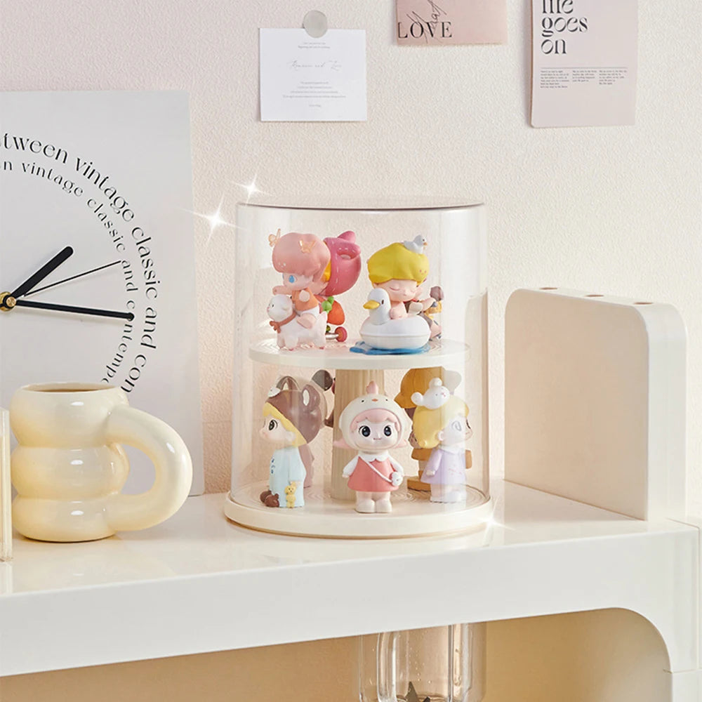 Transparent Plastic Storage Rack, 360 Degree Rotatable Desktop Display Rack, Lego Doll Desktop Dustproof Storage Box Peaceful Pleasures Health and Wellness