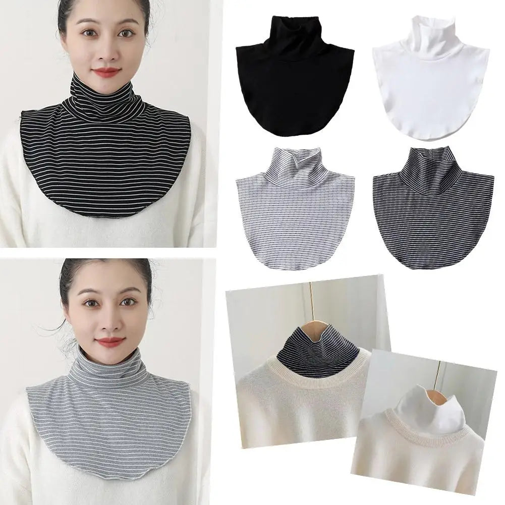 Versatile Winter Modal High Neck Fake Collar Solid Detachable Fashion Color Warm Collar Jersey Turtleneck Elastic Practical New Peaceful Pleasures Health and Wellness