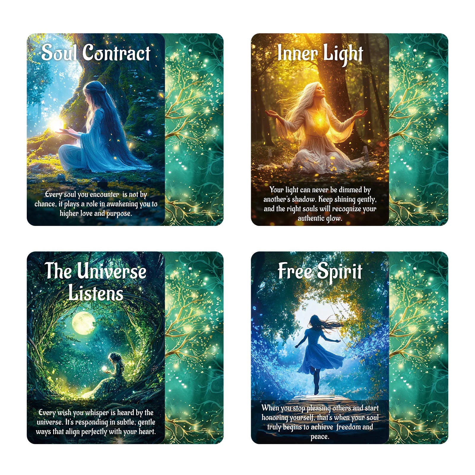 50PCS Tarot Cards with Forest God Design for Party Games and Family Entertainment Peaceful Pleasures Health and Wellness