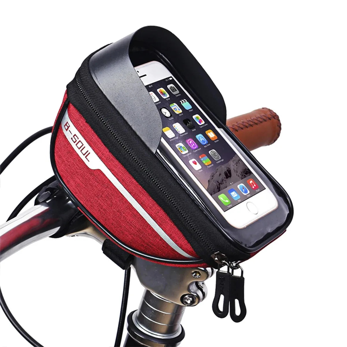 Bicycle Handlebar Bag Cell Phone Bag Front Bag Handlebar Cross Bag Mountain Road Bike Riding Accessories Bicycle Bags Peaceful Pleasures Health and Wellness Red