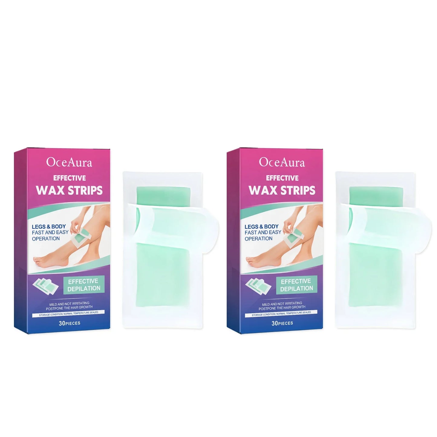 OceAura Wax Strips – Body, Face, Legs & Bikini | 30 Strips