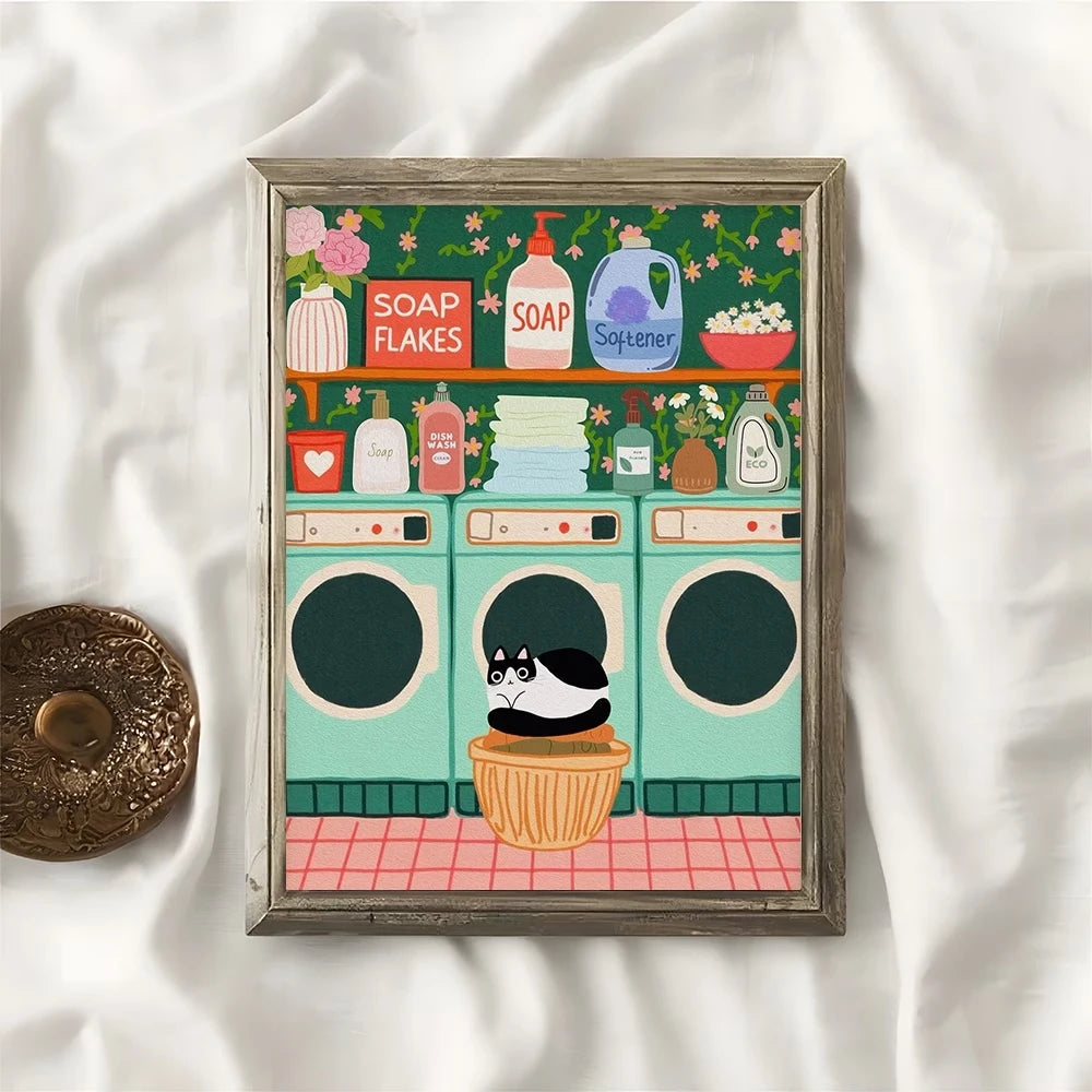 Adorable Cat Canvas Wall Art Print | Home & Bathroom Décor