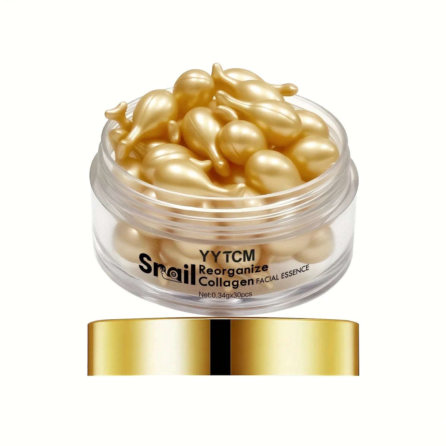 Snail Recombinant Collagen Essence Capsules, Moisturizing and Firming Essence, Smooths Skin, Contains Squalane, Fullerene, Ginseng Extract, Deep Hydration (0.34Gx30 Capsules)/Bottle-1 Bottle Peaceful Pleasures Health and Wellness 1 Bottle