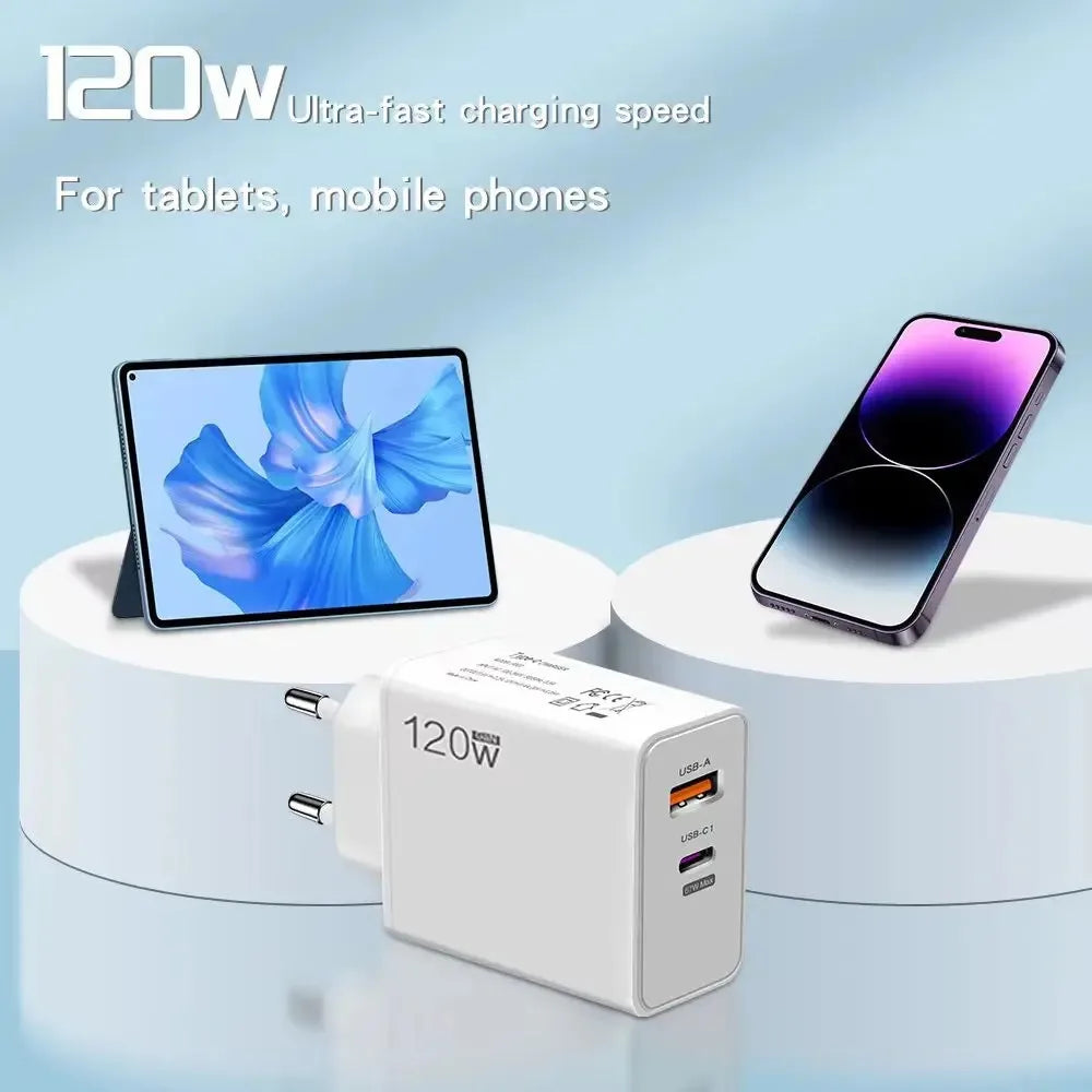 120W GaN USB-C PD Fast Charger | iPhone Samsung Multi-Port