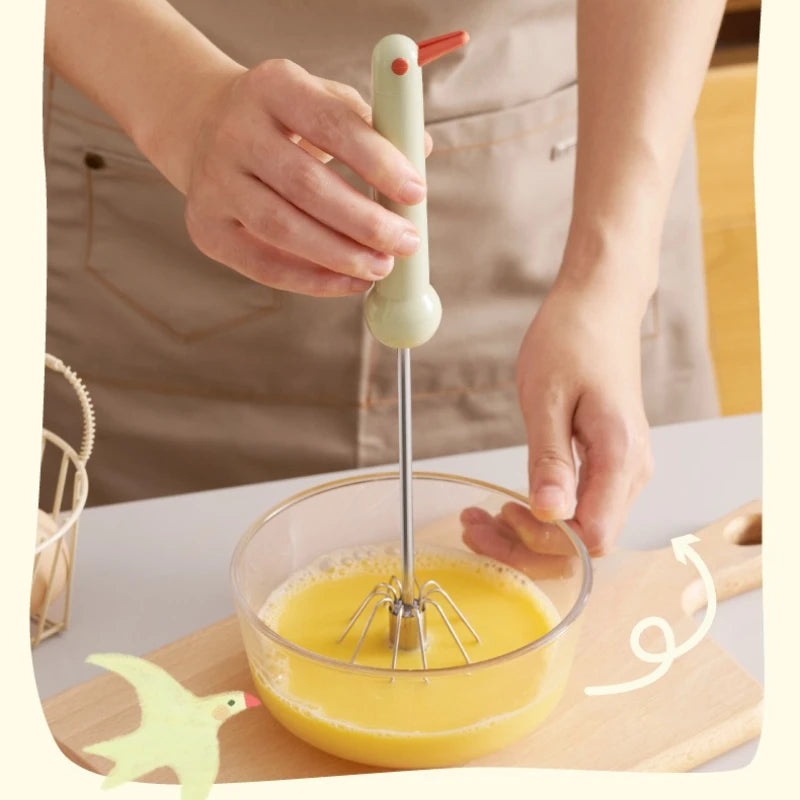 Semi-Automatic Egg Beater | Stainless Steel Manual Whisk Manual Egg Beater Peaceful Pleasures Health and Wellness