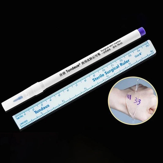 1pc Eyebrow Tattoo Skin Marker Pen With Ruler Permanent Makeup White Medical Sterile Surgical Microblading Supplies Peaceful Pleasures Health and Wellness Default Title