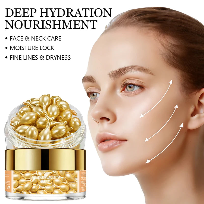 Vitamin E Face Deep Moisturizing Capsule Essence, Hydrates and Smooths Skin, Deep Hydration and Skin-Brightening 30 Capsules Peaceful Pleasures Health and Wellness