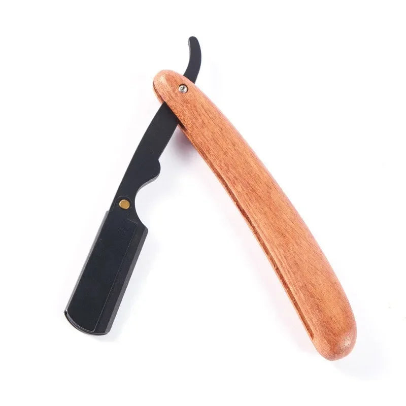 Men's Folding Straight Razor – Stainless Steel & Wood Handle