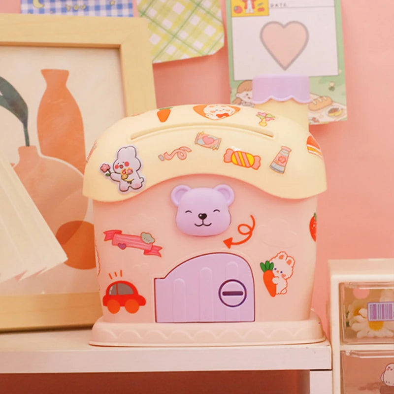 Cartoon DIY Stickers Piggy Bank Kawaii Large Capacity Cute Small