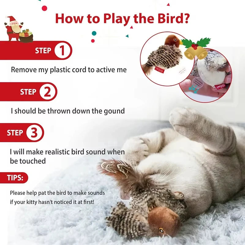 Interactive Flapping Wings Simulated Chirping Flying Bird Catnip Plush Cat Toy for Indoor Cats Peaceful Pleasures Health and Wellness
