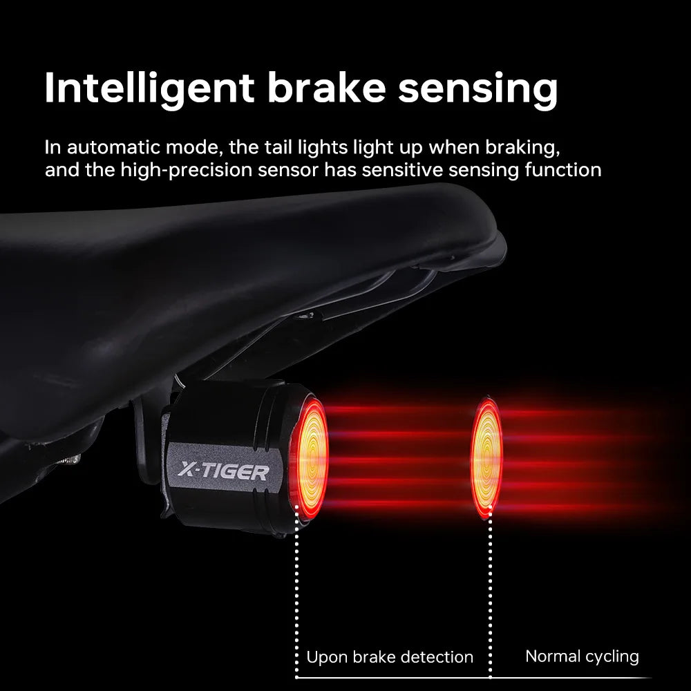 X-TIGER Smart Brake Sensing Bike Tail Light | IPX6 LED USB-C