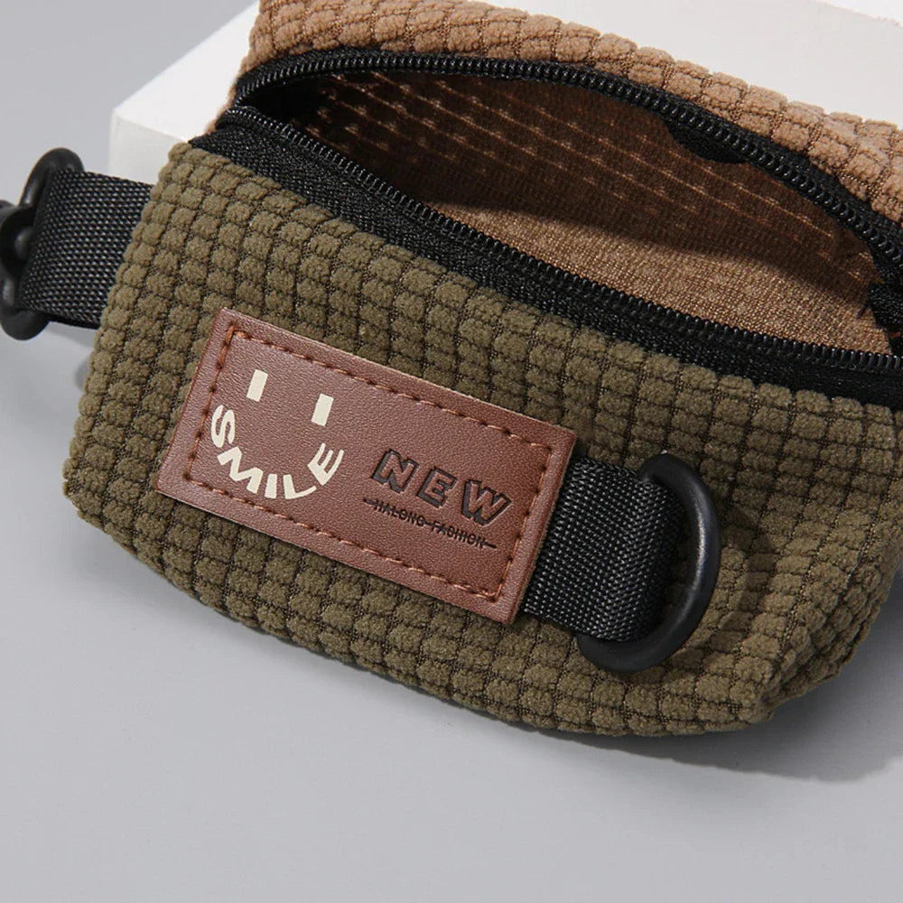 Mini Corduroy Zippered Pouch for Keys, Earbuds & Coins