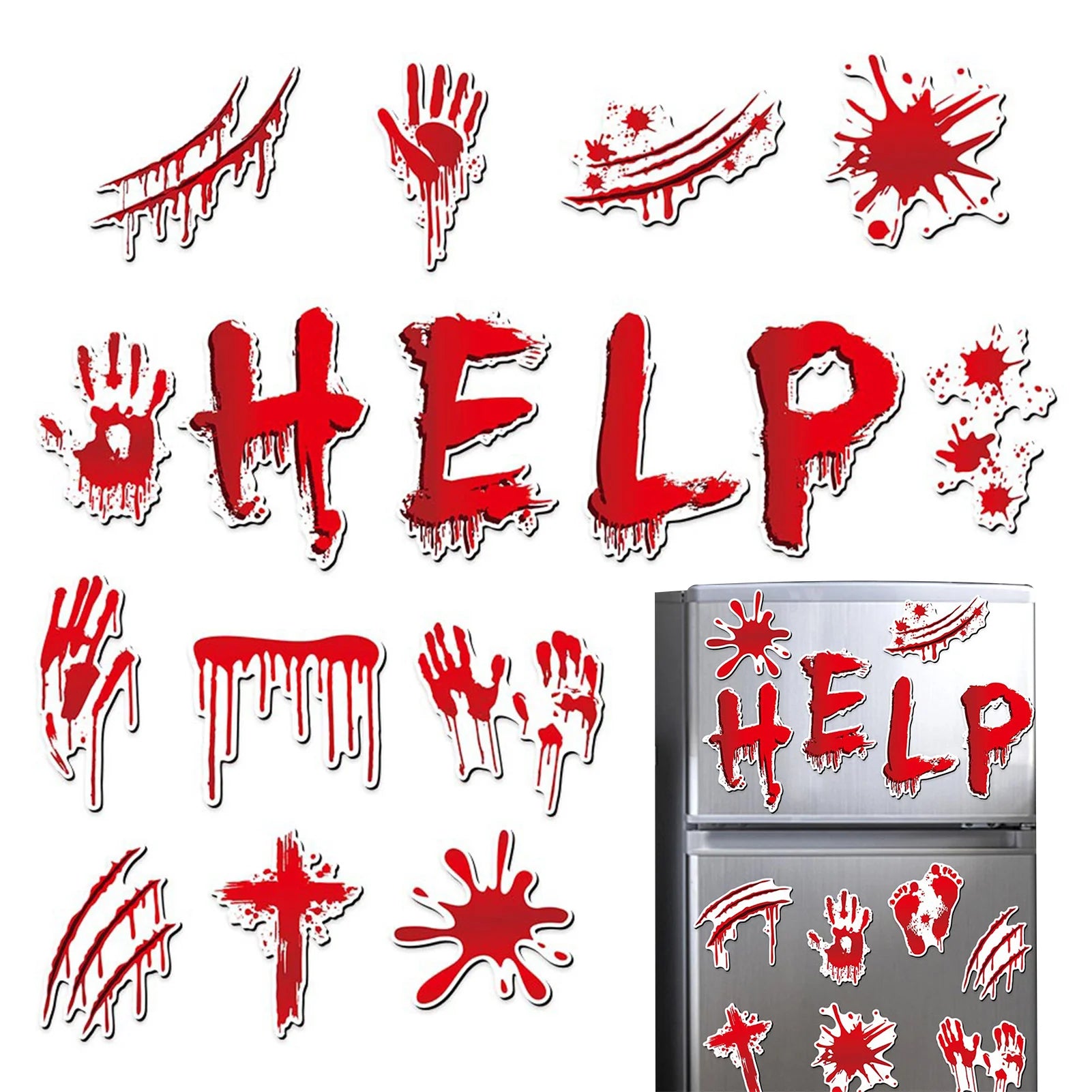 Halloween Refrigerator Magnets Stickers Horror and Dirty Bleeding Red Stickers Suitable for Party Paper Favor Peaceful Pleasures Health and Wellness Default Default