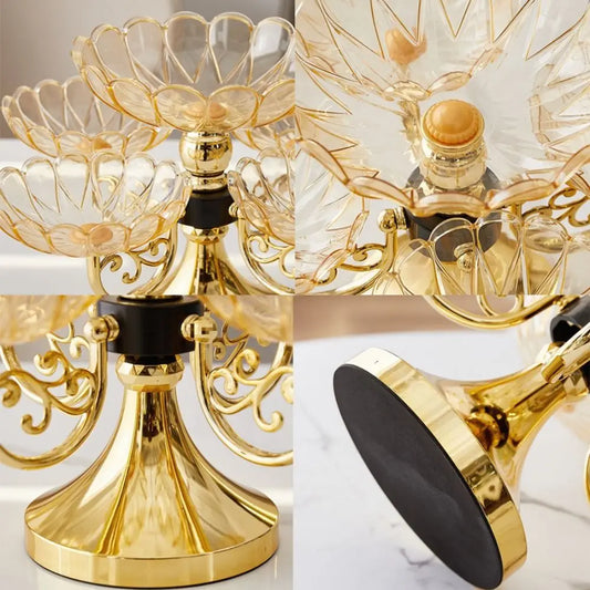 5-Tier Rotating Fruit Tray | European Glass & Iron Stand Rotating Serving Tray Peaceful Pleasures Health and Wellness