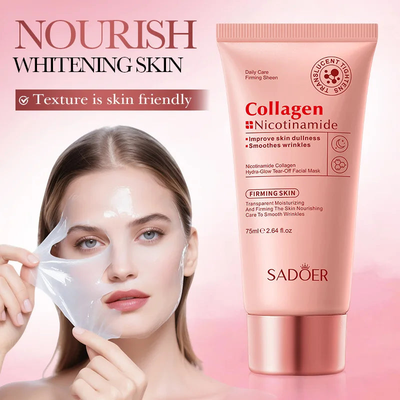 SADOER Niacinamide Collagen Deeply Hydrating Wrapping Peel Off Facial Mask Exfoliating Rejuvenating Smoothing Skin Care Mask Peaceful Pleasures Health and Wellness