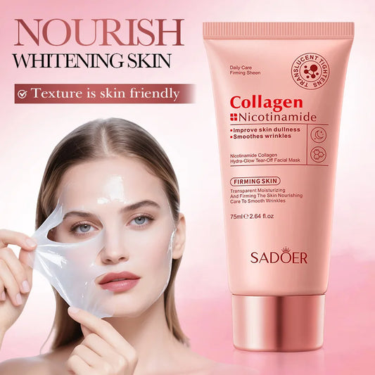 SADOER Niacinamide Collagen Deeply Hydrating Wrapping Peel Off Facial Mask Exfoliating Rejuvenating Smoothing Skin Care Mask Peaceful Pleasures Health and Wellness
