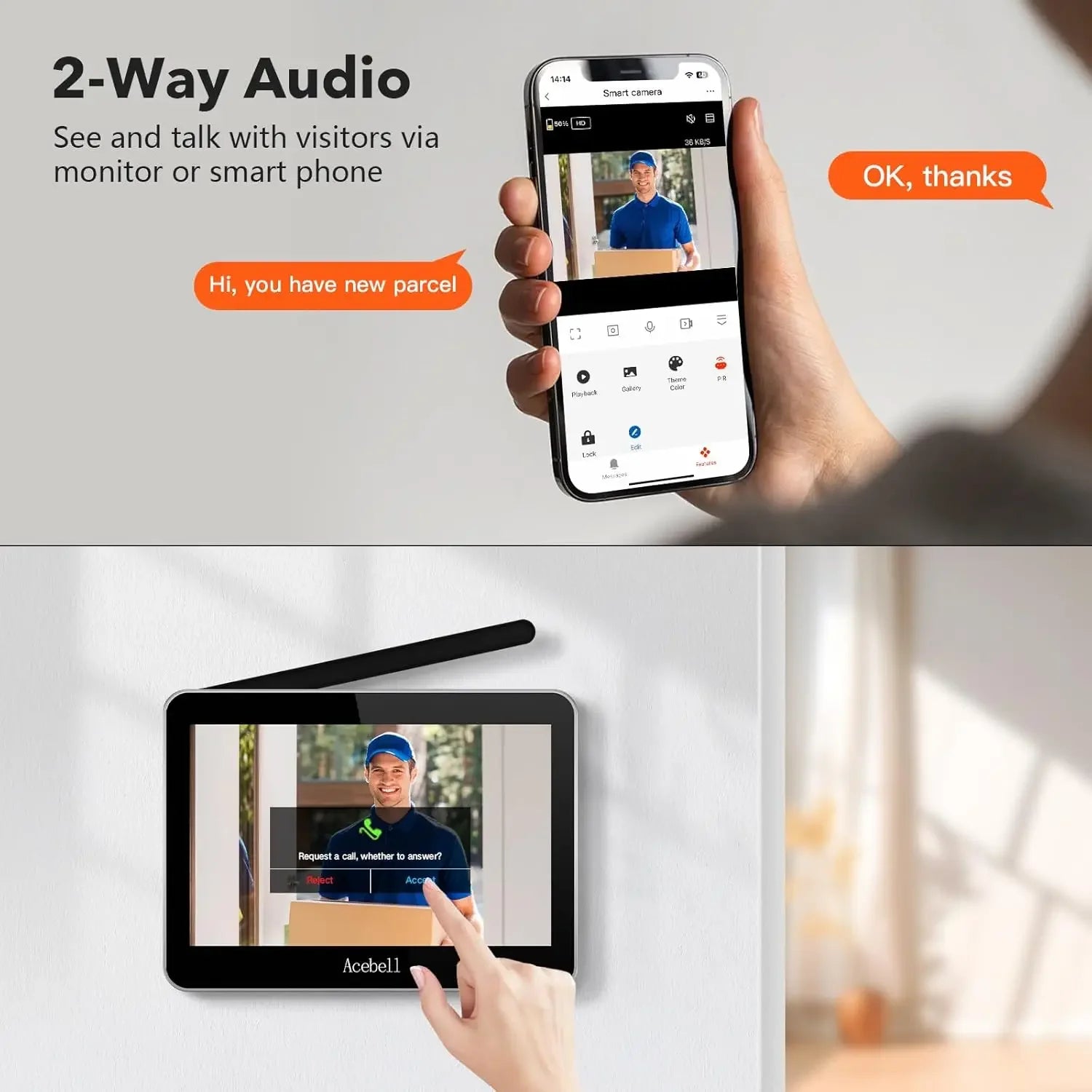 Wireless Smart Video Doorbell with 7" Touch Screen Monitor, 1080P Camera, Motion Detection, No Subscription Peaceful Pleasures Health and Wellness