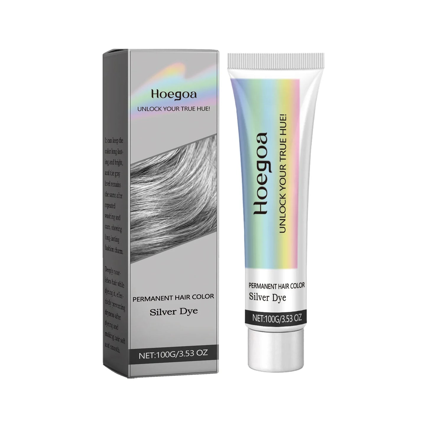 HOEGOA Permanent Gray Silver Hair Dye Cream 100g | Plant-Based