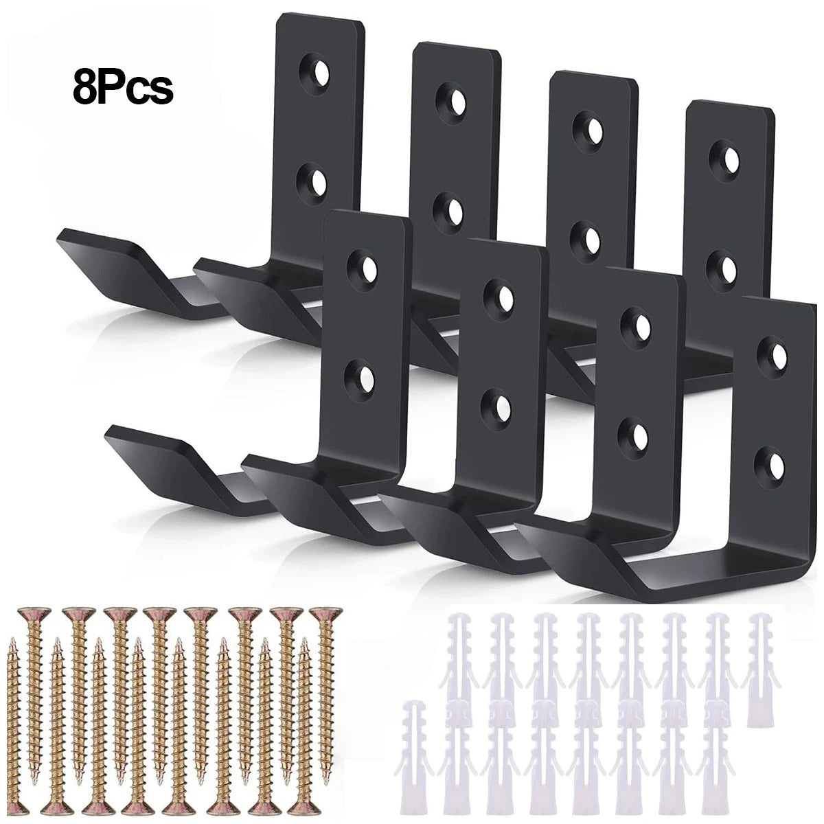 Heavy Duty Metal Hooks, Wall Mount Tool Hangers, Multipurpose Utility Hooks for Garage Warehouse Kitchen Bathroom Hardware Peaceful Pleasures Health and Wellness Black 8 Pcs
