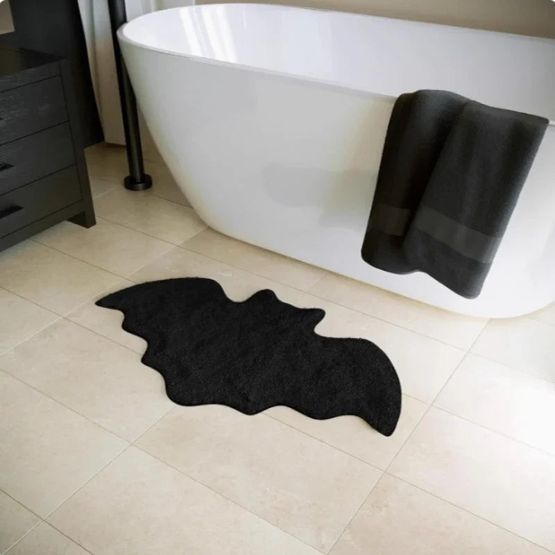 Halloween Bat Non-Slip Bath Mat – Spooky Witchy Floor Rug