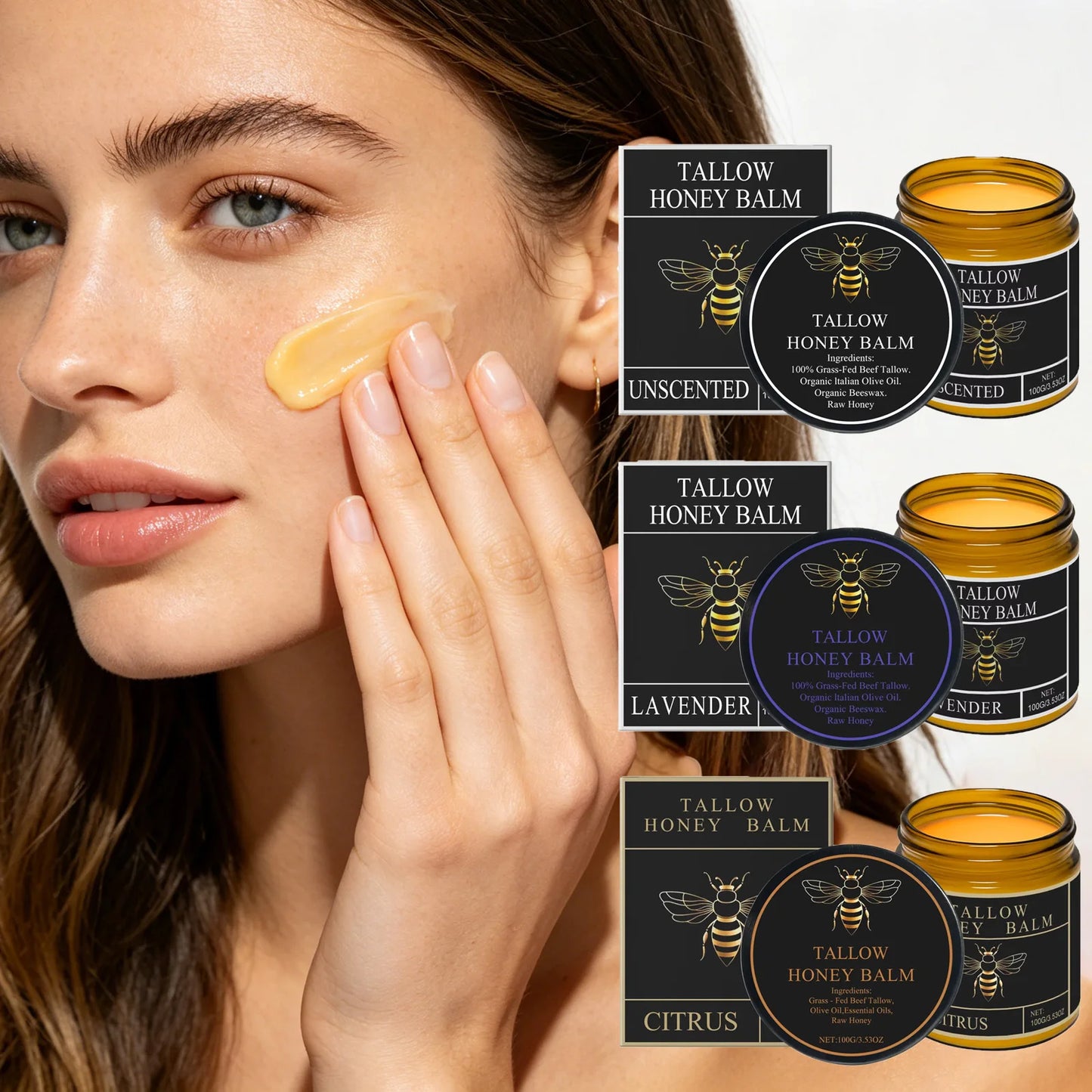 Grass-Fed Beef Tallow & Honey Balm – Moisturizing Skin Cream