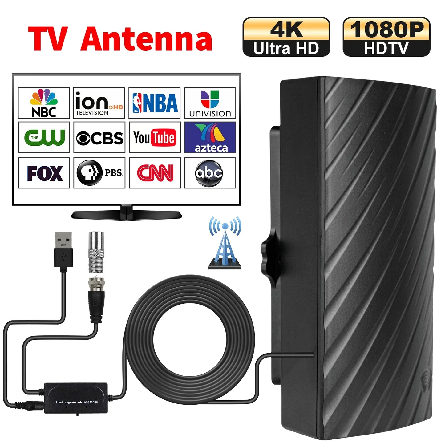 Indoor Digital TV Antenna – ATSC DVB-T2 DTMB ISDB HD Reception