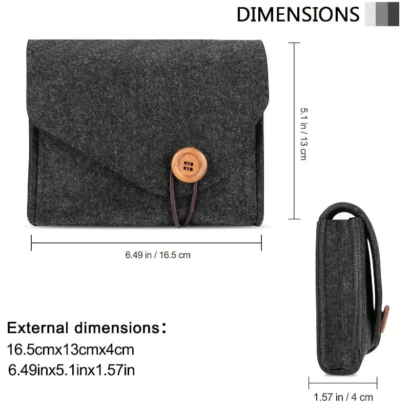 Felt Travel Electronics Organizer | Cable & Adapter Storage Bag Electronics Travel Organizer Peaceful Pleasures Health and Wellness