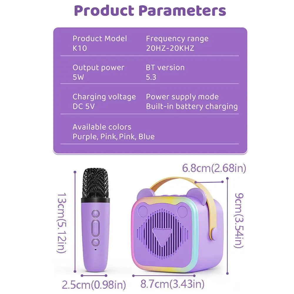 Portable Mini Karaoke Machine 3.5mm Earphone HIFI Surround Mini Bluetooth Audio USB Charging Bluetooth 5.3 Peaceful Pleasures Health and Wellness