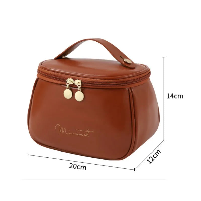 2026 New PU Leather Cosmetic Bag For Women Multi-Functional Portable Travel Storage Makeup Case Female Toiletry Kit Bag YUZI Peaceful Pleasures Health and Wellness
