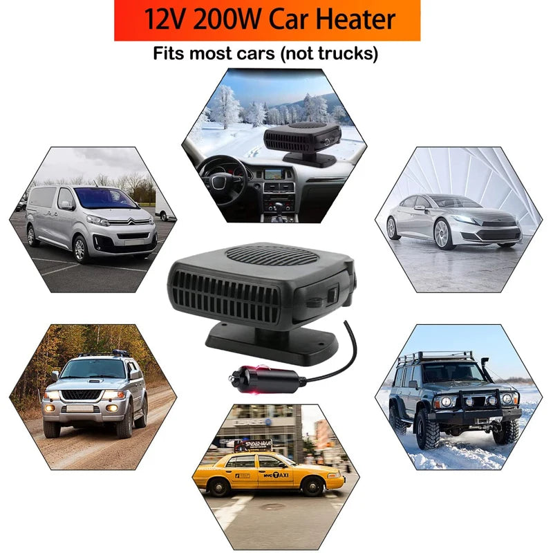 Front Window Defogger Air Conditioner Heater with Cooling Heating Fan Plastic Car Front Windshield Defrost Car Heater Peaceful Pleasures Health and Wellness