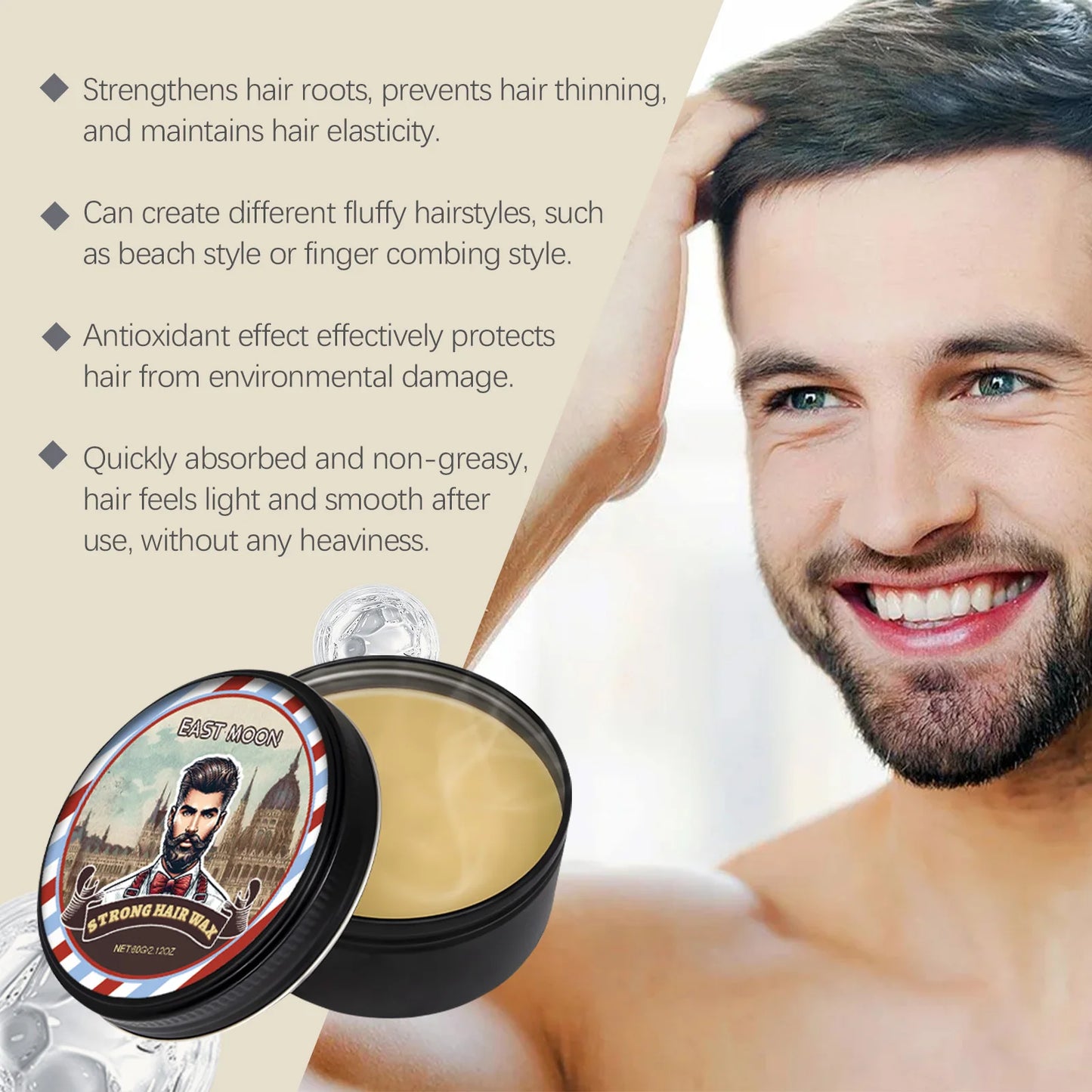 East Moon Strong Hold Hair Wax – Non-Greasy Edge Control 60g