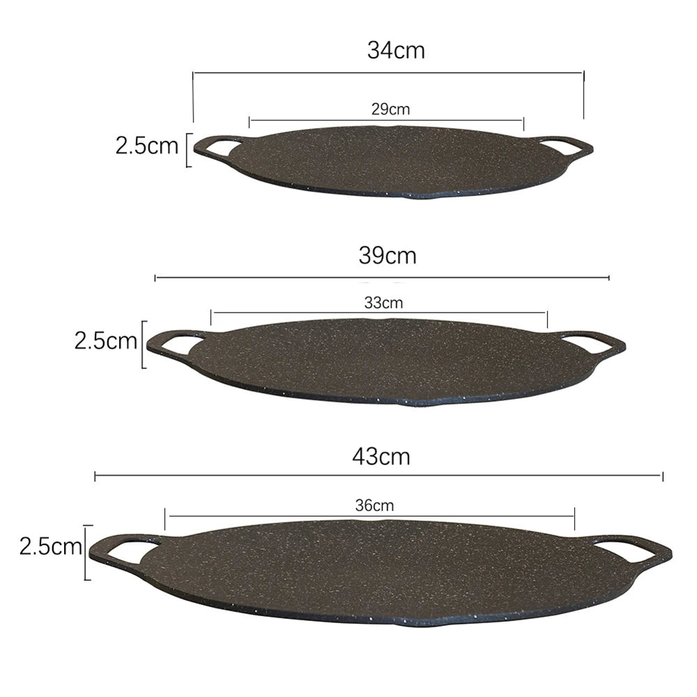 Outdoor Grill Pan Korean Roastig Frying Pan Non-stick Barbecue Plate gas furnace BBQ Baking Tray Camping Kitchen Bakeware Peaceful Pleasures Health and Wellness