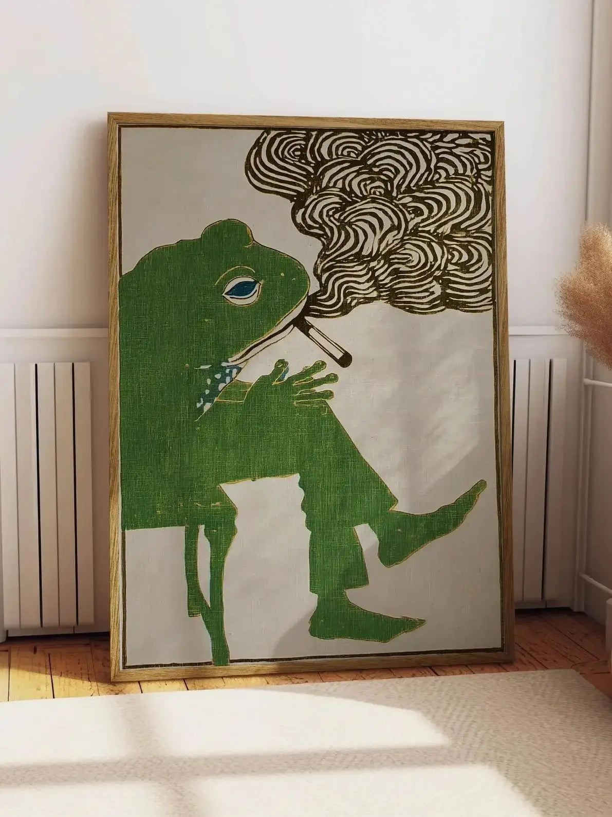Frog Smoking Cigarette Retro Vintage Canvas Wall Art Poster
