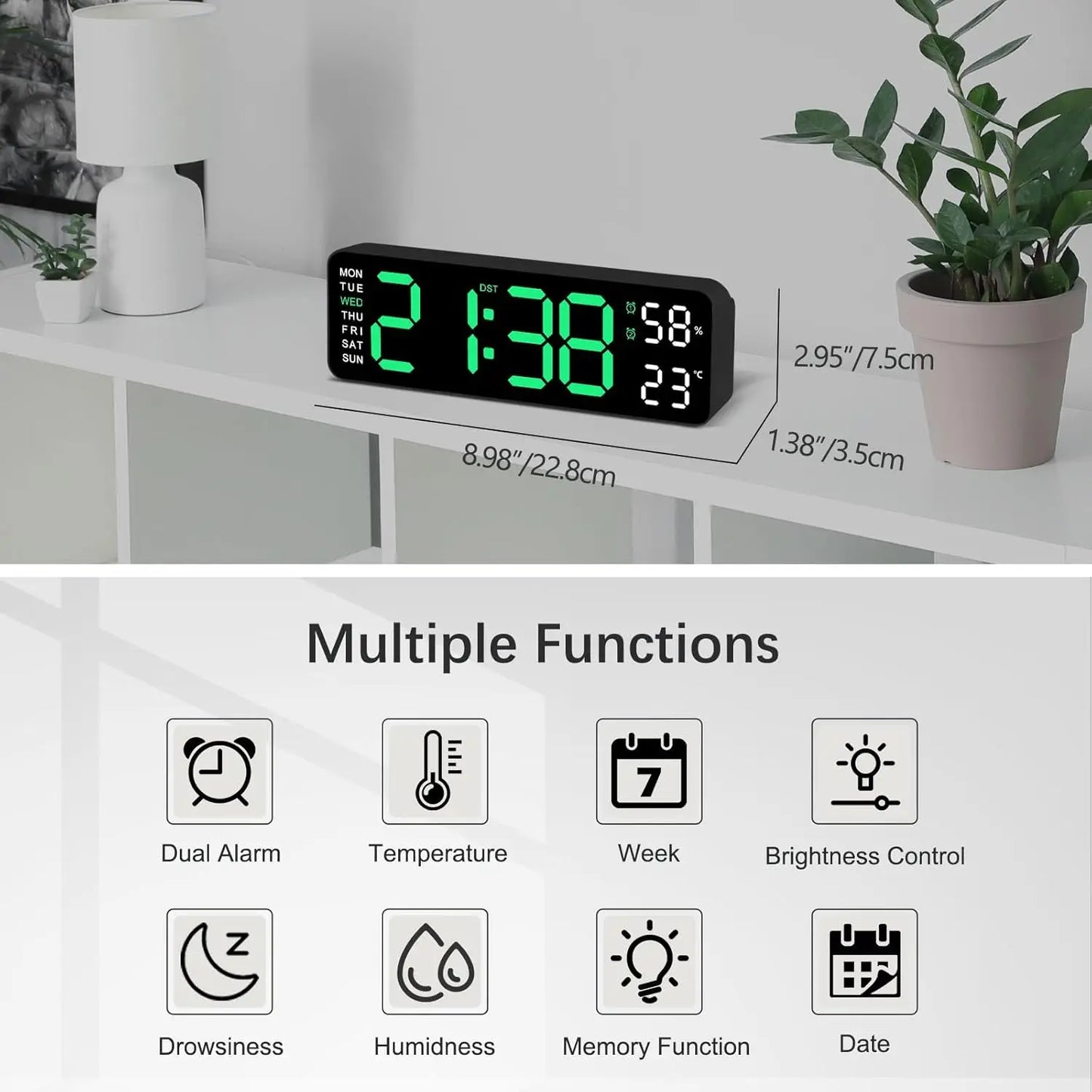 USB Smart Mute LED Electronic Wall Clock Modern Desk Clock Night Alarm Minimalist Thermometer Clock Home Decor For Room Peaceful Pleasures Health and Wellness