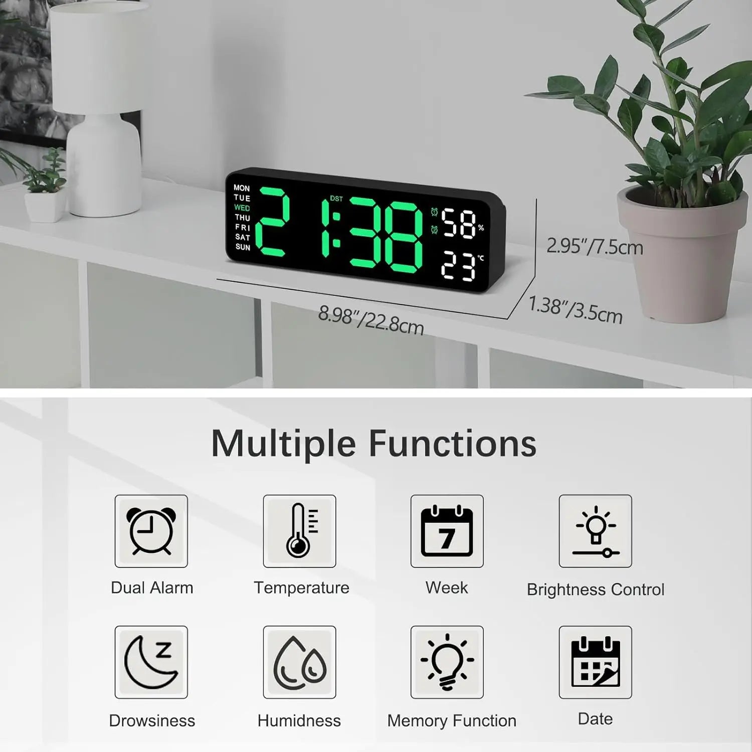 USB Smart Mute LED Electronic Wall Clock Modern Desk Clock Night Alarm Minimalist Thermometer Clock Home Decor For Room Peaceful Pleasures Health and Wellness