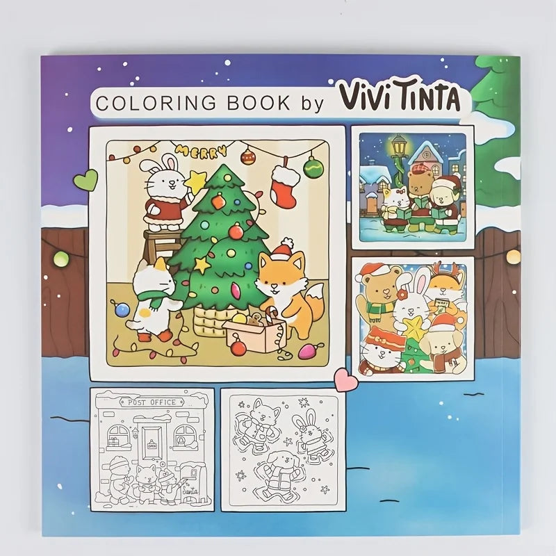 Fun Christmas Coloring Book Adults Teens Winter Festivel Scenes Cute