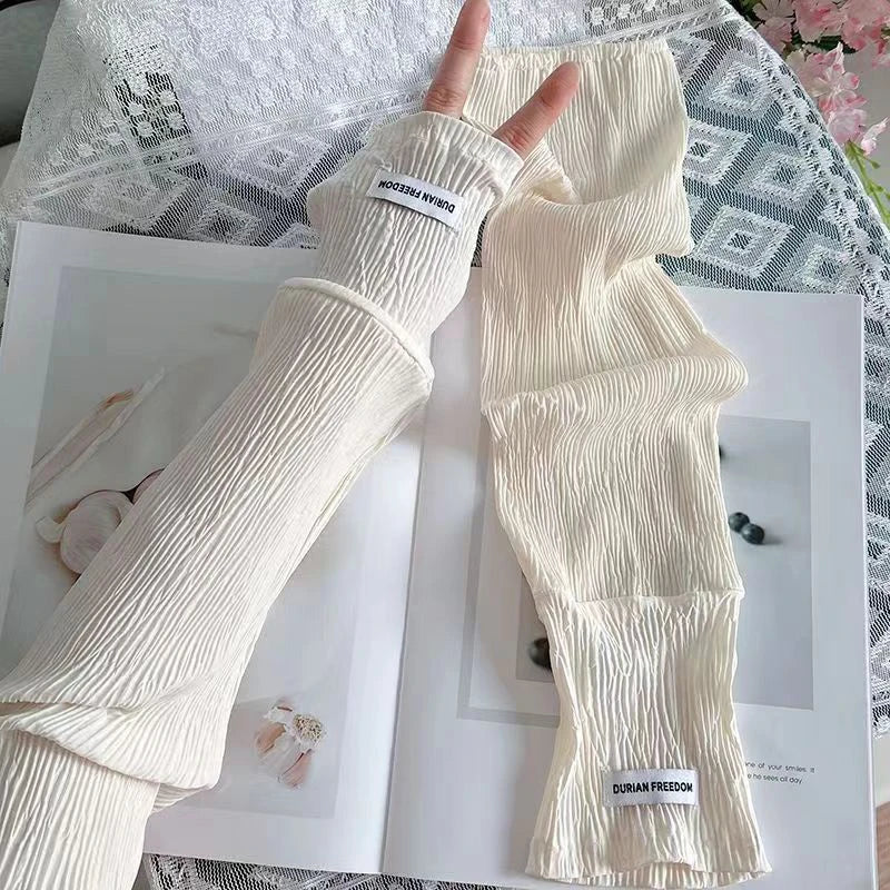 Ice Silk Sunscreen Sleeves for UV Protection and Driving Peaceful Pleasures Health and Wellness Beige