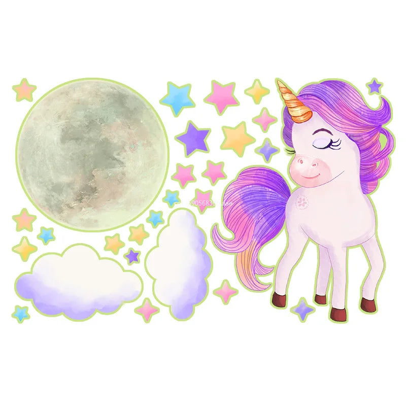 Unicorn Stars Luminous Wall Sticker Baby Kids Room Decoration Decals Bedroom Background Decor Glow in The Dark Wall Paper Decor Peaceful Pleasures Health and Wellness