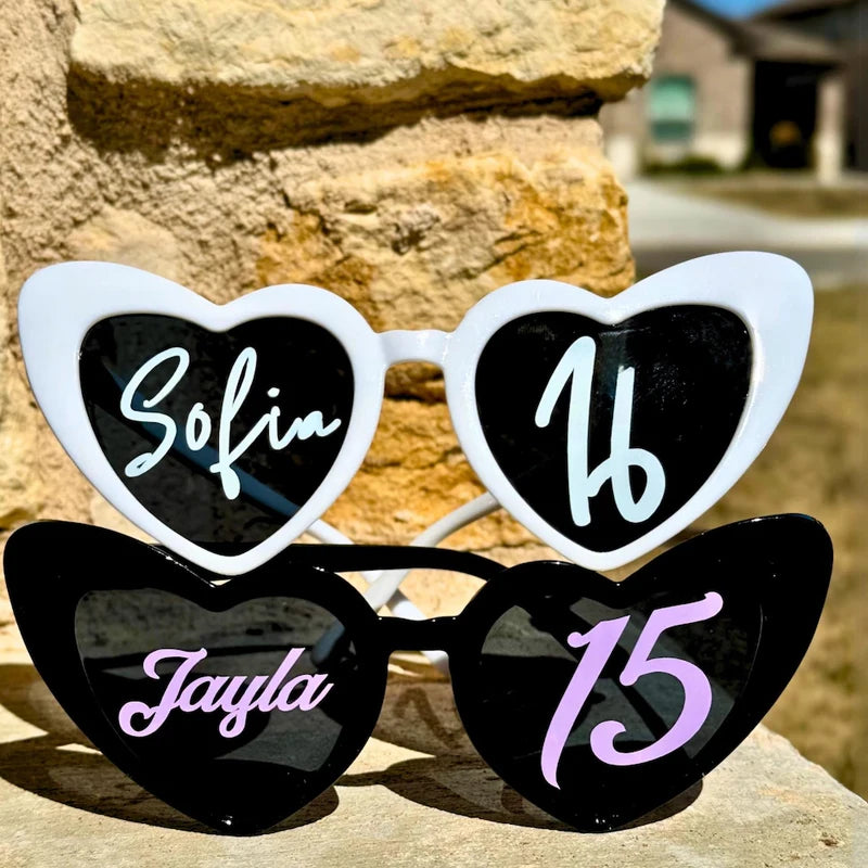 Personalized Heart Sunglasses | Sweet 15 16 Birthday Party Prop