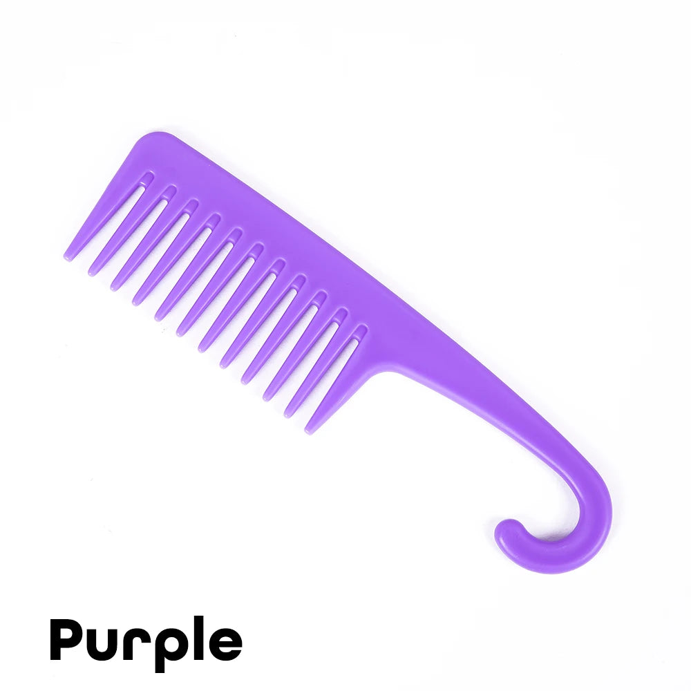 Large Wide Tooth Combs Of Hook Handle Detangling Reduce Hair Loss Comb Pro Hairdress Salon Dyeing Styling Brush Tools Household Peaceful Pleasures Health and Wellness Purple