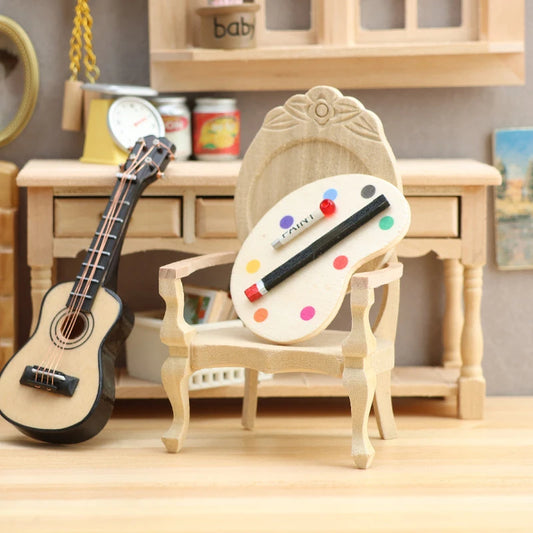 1:12 Miniature Wooden Armchair for Dollhouse Furniture Decor Dollhouse Miniature Peaceful Pleasures Health and Wellness