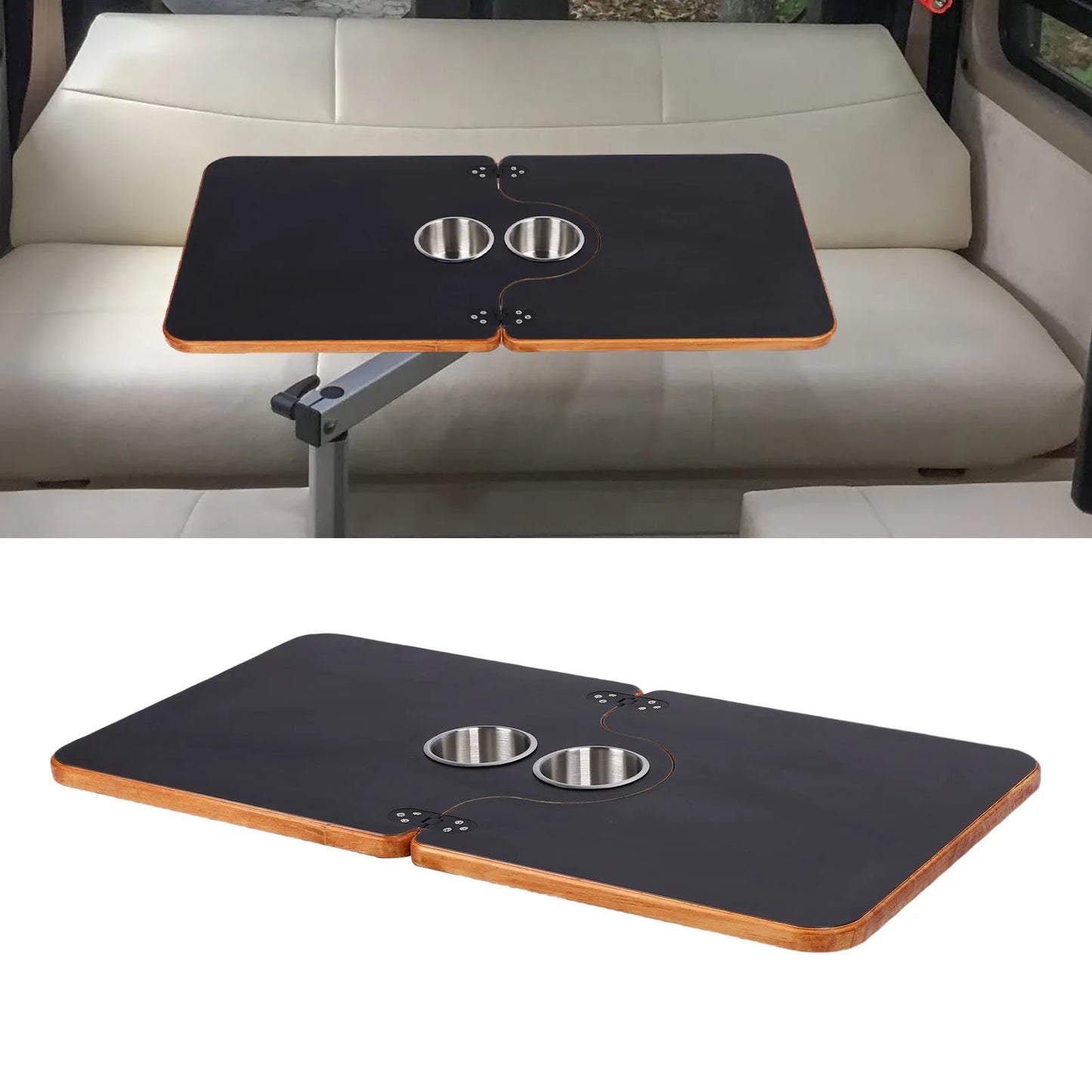 RV Folding Table Top Replacement | Solid Wood, 29.5" + Cup Holders