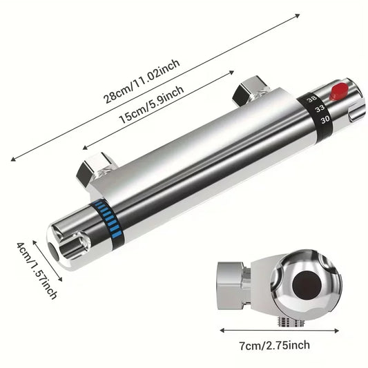 Chrome Thermostatic Shower Mixer Bar | Wall Mounted 1/2" Shower Mixer Valve Peaceful Pleasures Health and Wellness
