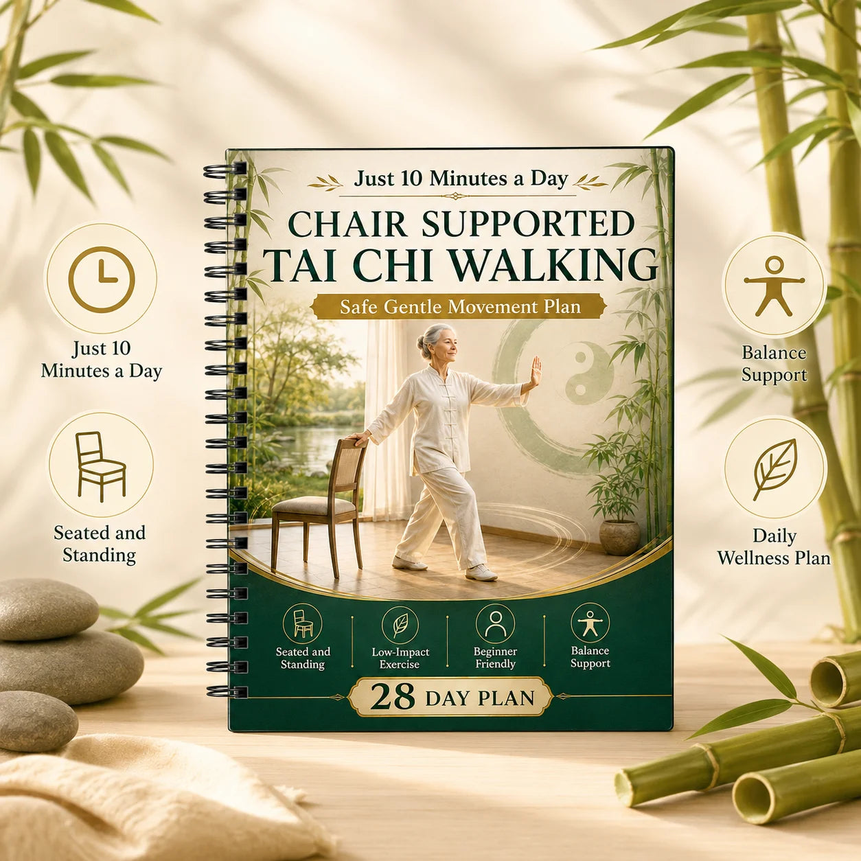 Chair Supported Tai Chi Walking 28 Day Plan Notebook A5 Spiral